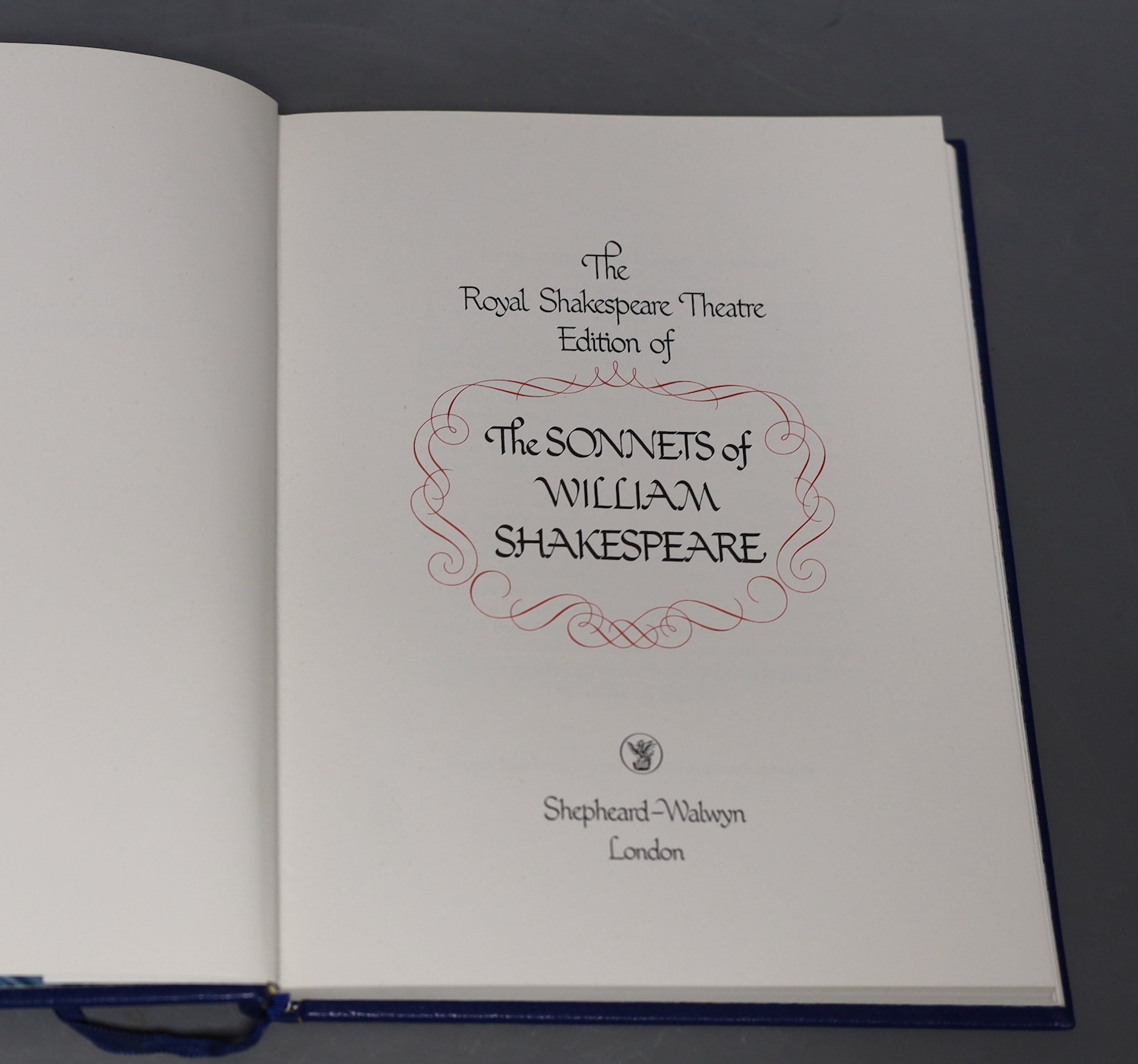 Shakespeare, William - The Royal Shakespeare Theatre Edition of The Sonnets of William Shakespeare, blue morocco gilt, biro inscription to front fly leaf, Shepheard-Welwyn, London, 1975, in slip case, together with a let